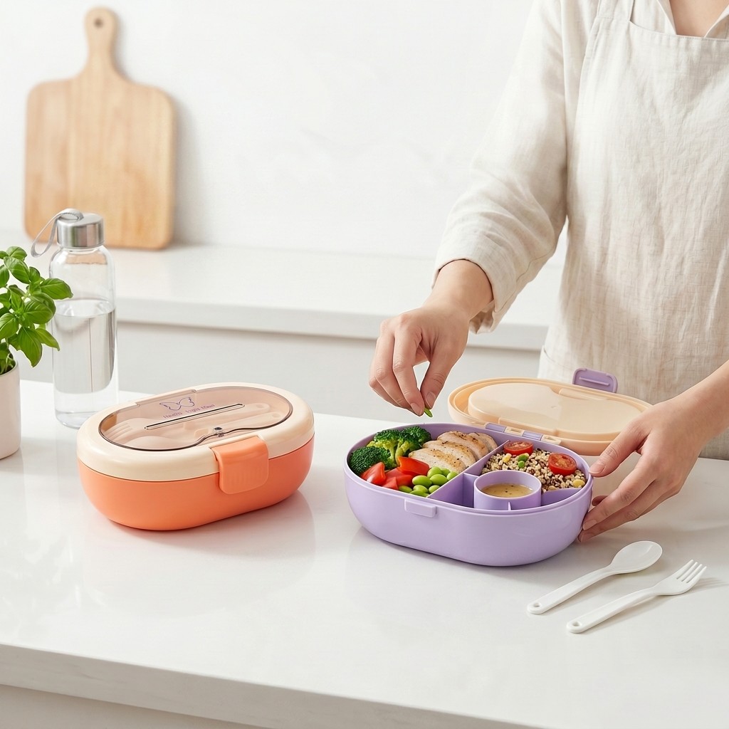 Portable Plastic Bento Lunch B - Meal Prep Kinder recension och pris
