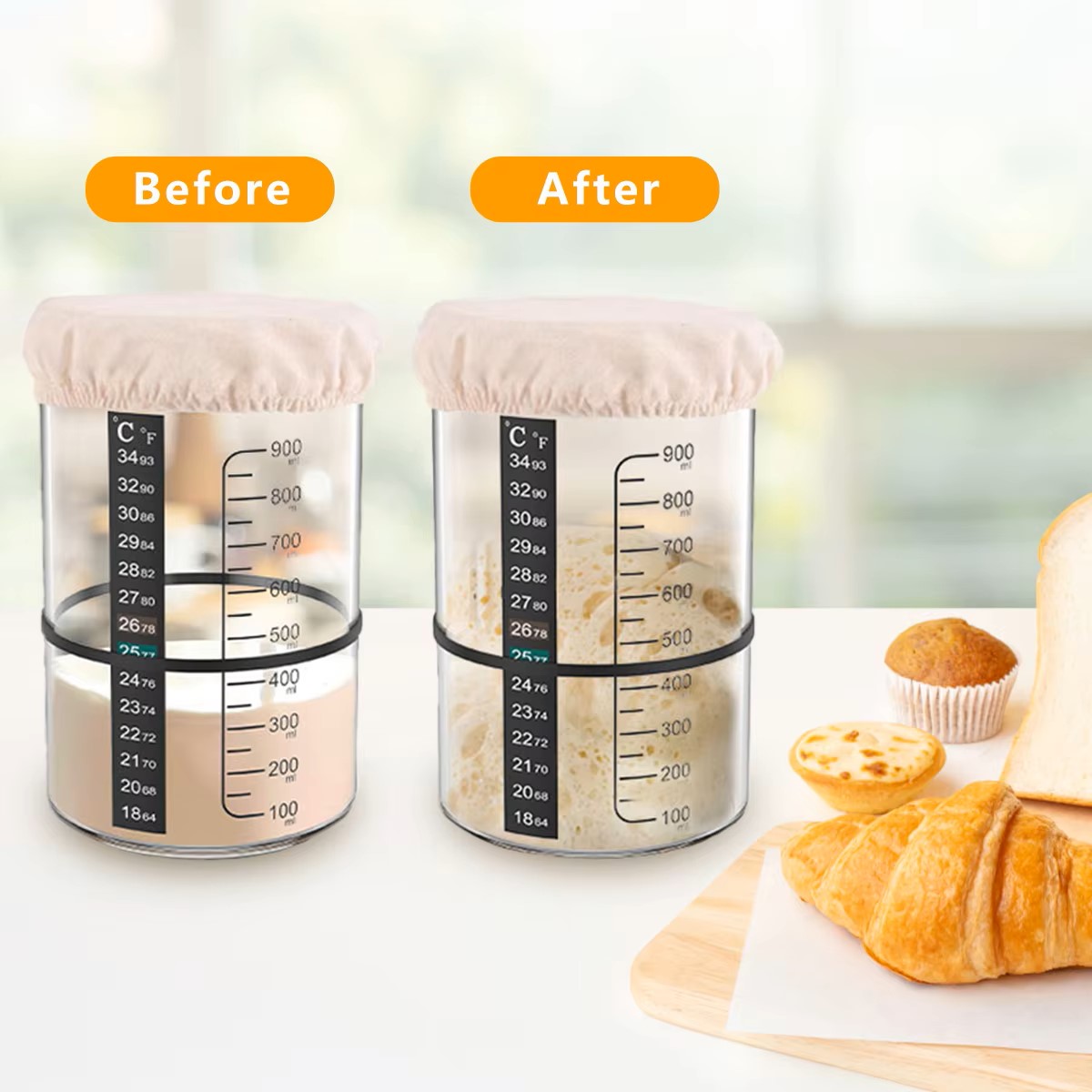 1500/900ml Sourdough Starter J - Glass Container Set recension och pris