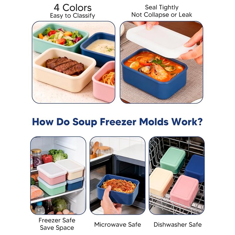 AB33-4-Pack Silicone Freezer M - Meal Prep Freezer recension och pris
